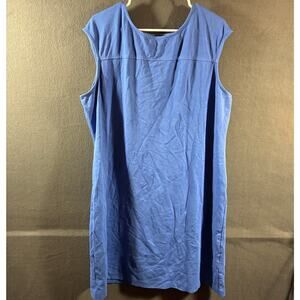 talbots women sleeveless dress 20 2x blue knit stretch minimalist career plus